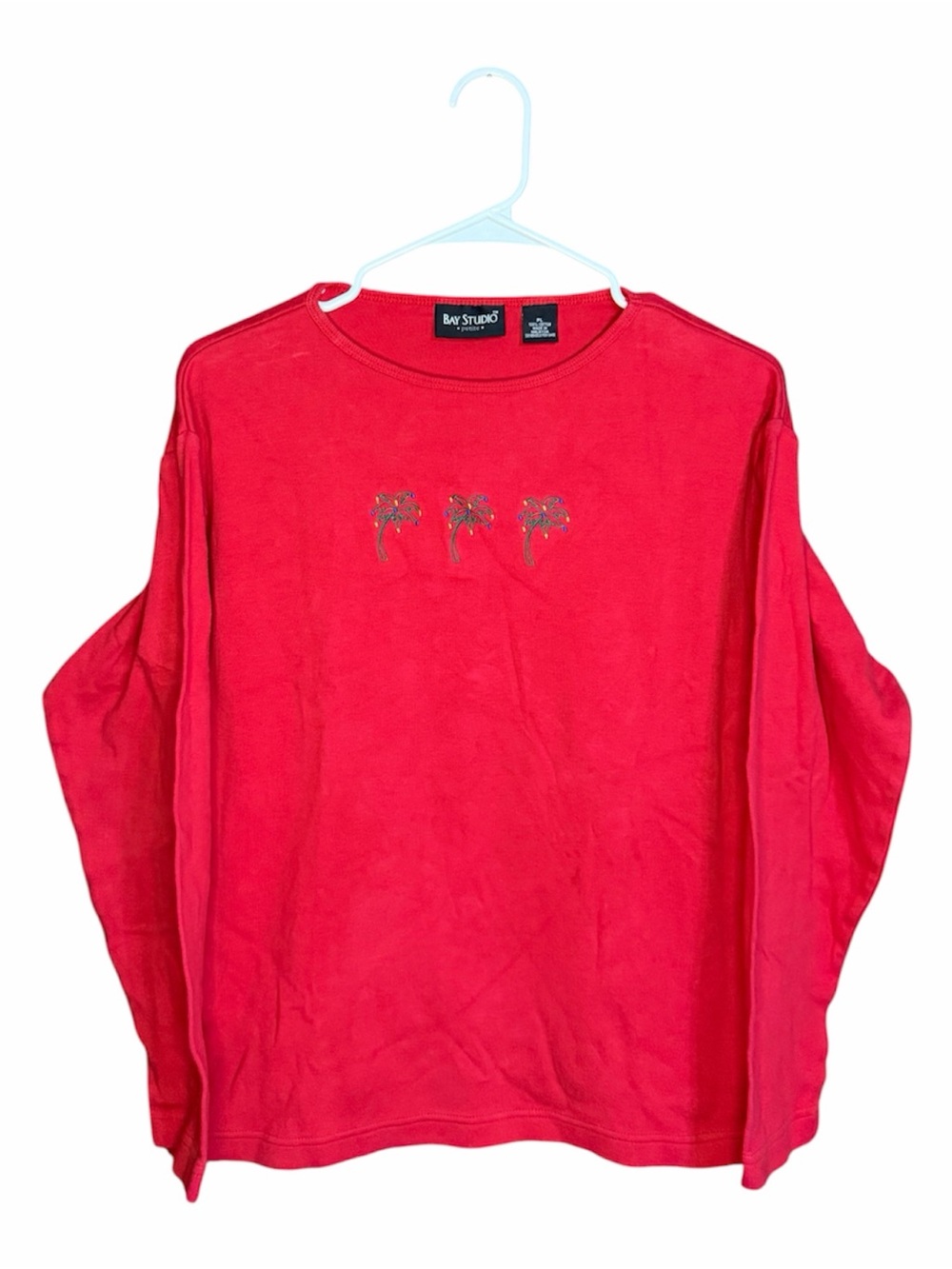 Bay Studio Bright Red 3/4 Sleeve with Palm Trio